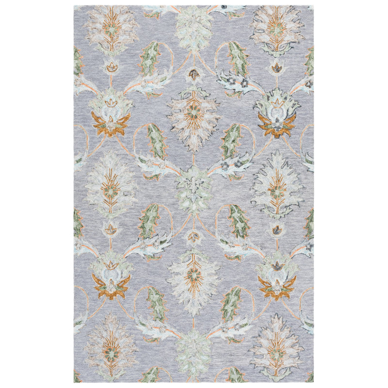 Jardin Hand Tufted Wool;Cotton Floral Indoor Rug, 9'-0" X 12'-0" Rectangle