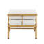 Chaises longues confort, fer et tissu, aspect teck moderne pour patio