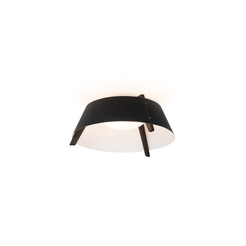 Casia 1 - Light LED Flush Mount, 2700 K, Matte Black with Matte White, Dark Stained Walnut