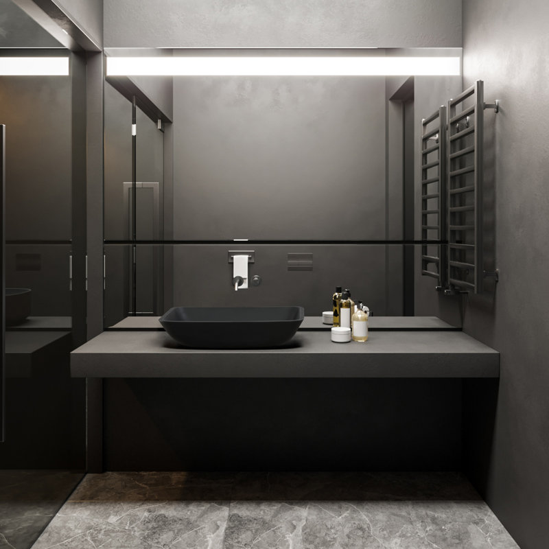DEJIN 13'' Black Glass Rectangular Bathroom Sink
