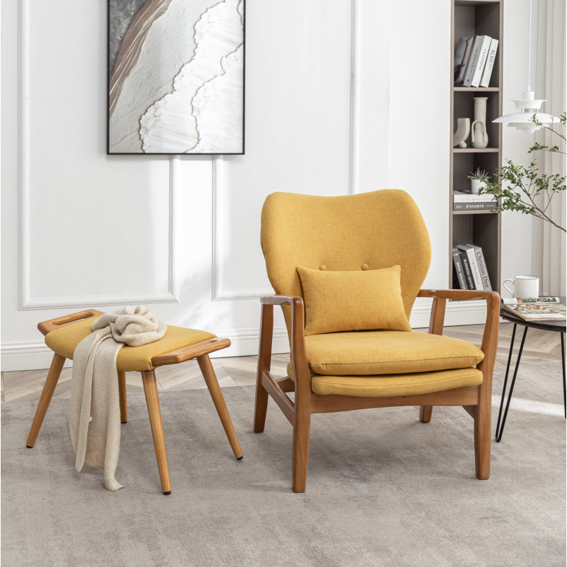 Méridienne avec repose-pieds 26 po Leifer, Polyester jaune