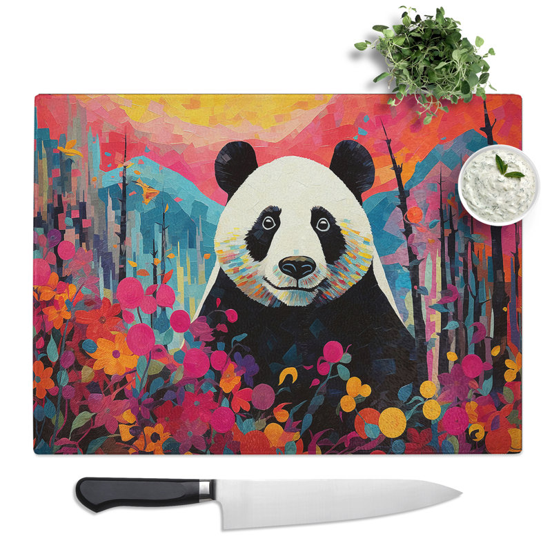 Panda Orphism  Glass Chopping Board
