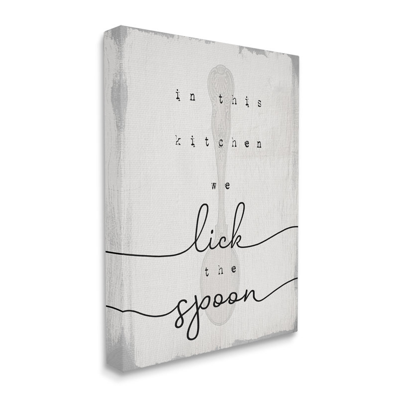 «Lick The Spoon Fun Bake Calligraphy», art textuel sur toile par Daphne Polselli, Toile tendue, H 30 po x l 24 po x P 1,5 po