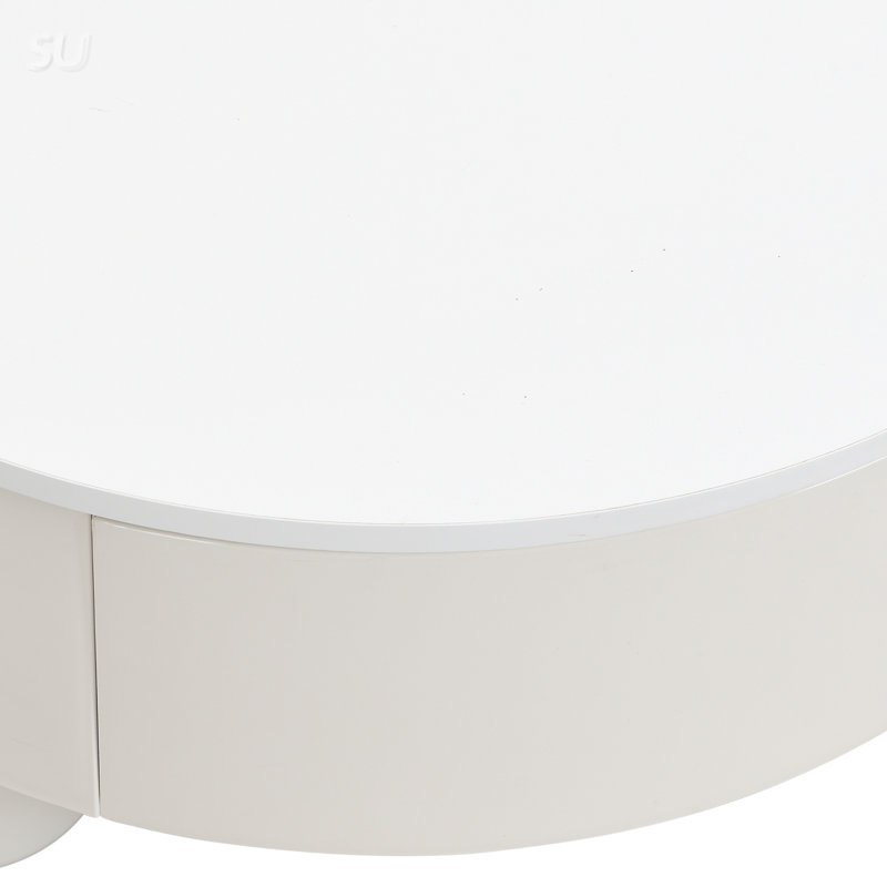 Ensemble de 2 tables basses rondes gigognes avec tiroir de rangement, peu encombrantes et multifonctionnelles pour les salons modernes