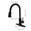 Robinet de cuisine rétractable en acier inoxydable avec extérieur noir mat et poignée simple pour lavabo