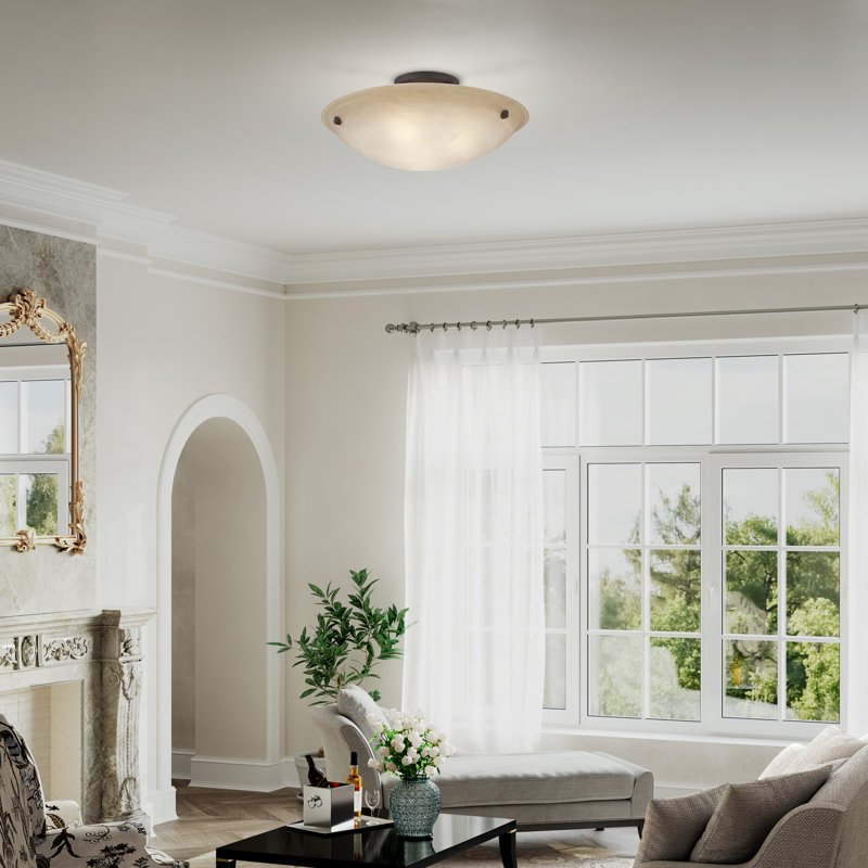 Plafonnier semi-encastré 3 lumières Aneudi, H 8 po x l 20 po x P 20 po