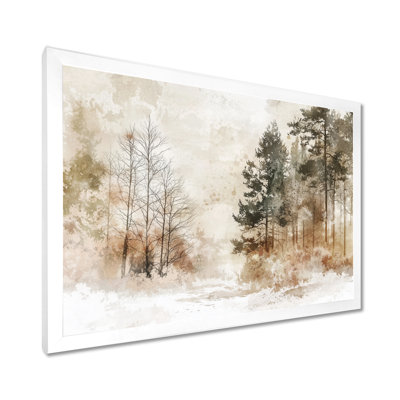 «Winter Woodland Forest Landscape I - Forest», reproduction d'art murale