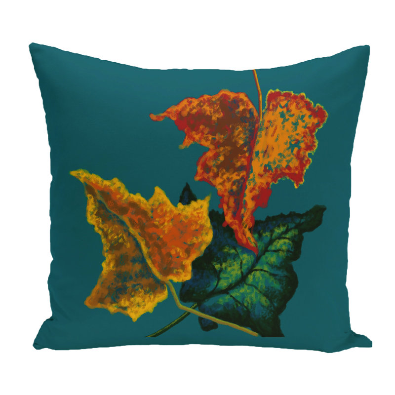 Floral Outdoor Reversible Throw Pillow, Teal