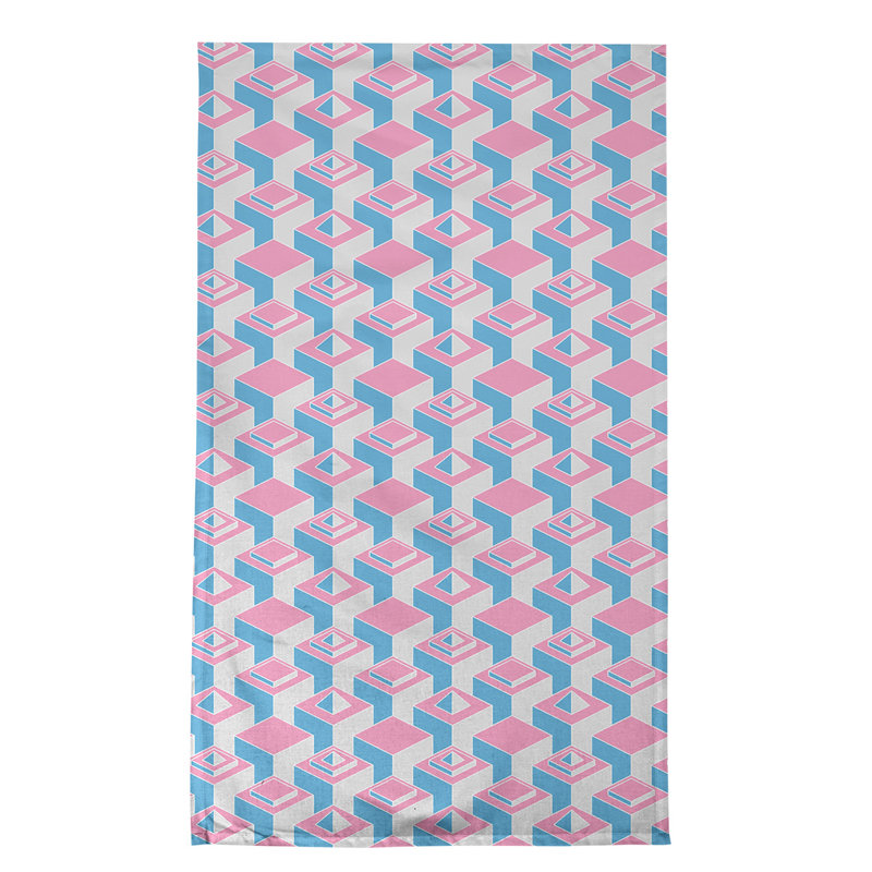 Serviette de thé skyscrapers Patricia Geoffrey, Rose / bleu / bleu sarcelle, Polyester sergé