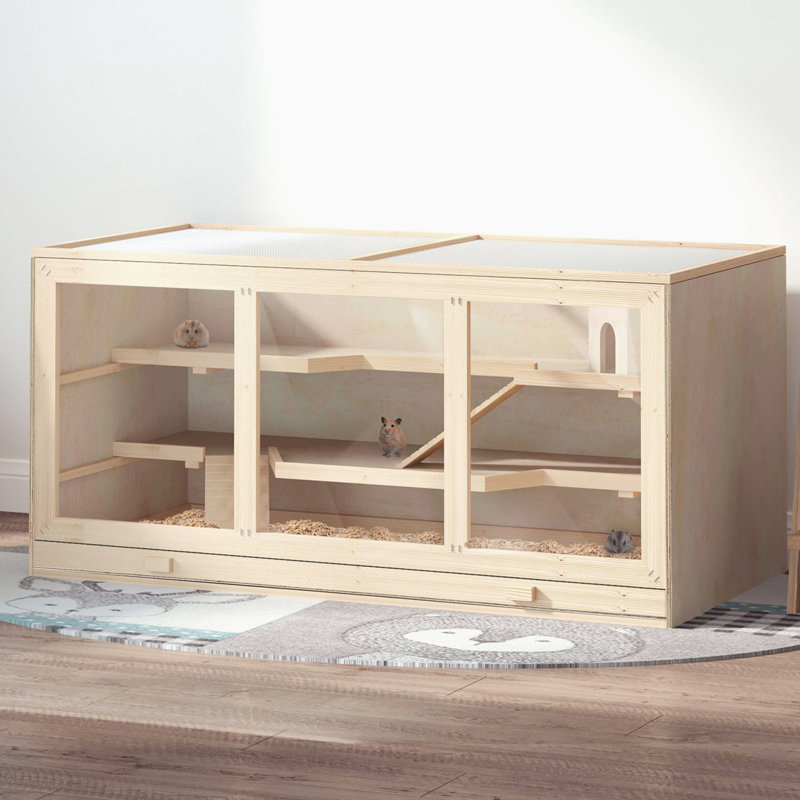 Très grande cage à hamster en bois, Naturel