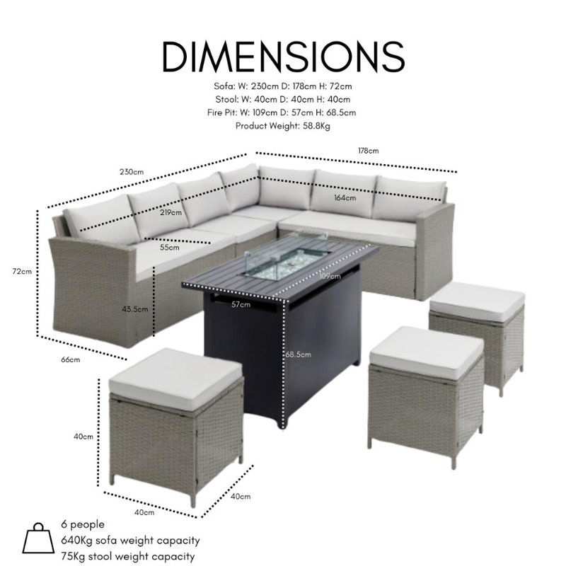 Kos Wicker 9 - Person Garden Lounge Set with Cushions