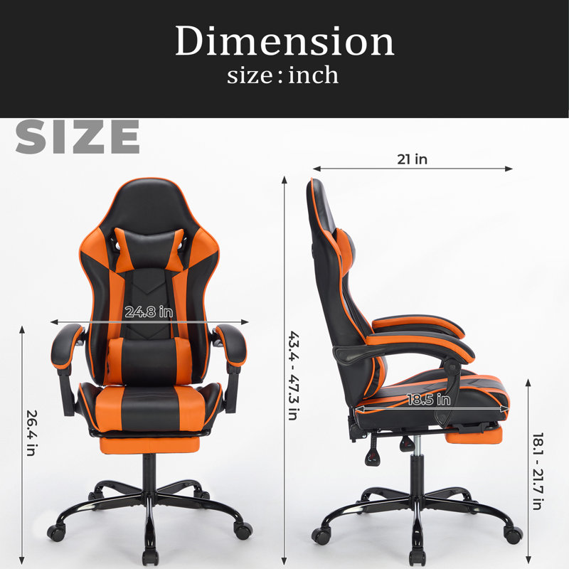Gaming Chair With Footrest, Ergonomic Computer Chair With Headrest And Lumbar Support, Breathable Material Height Adjustable Video Game Chairs For Adults