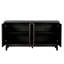 Buffet Mid-Century avec pieds en bois massif, porte brun de 60 po et cadre noir-541791856