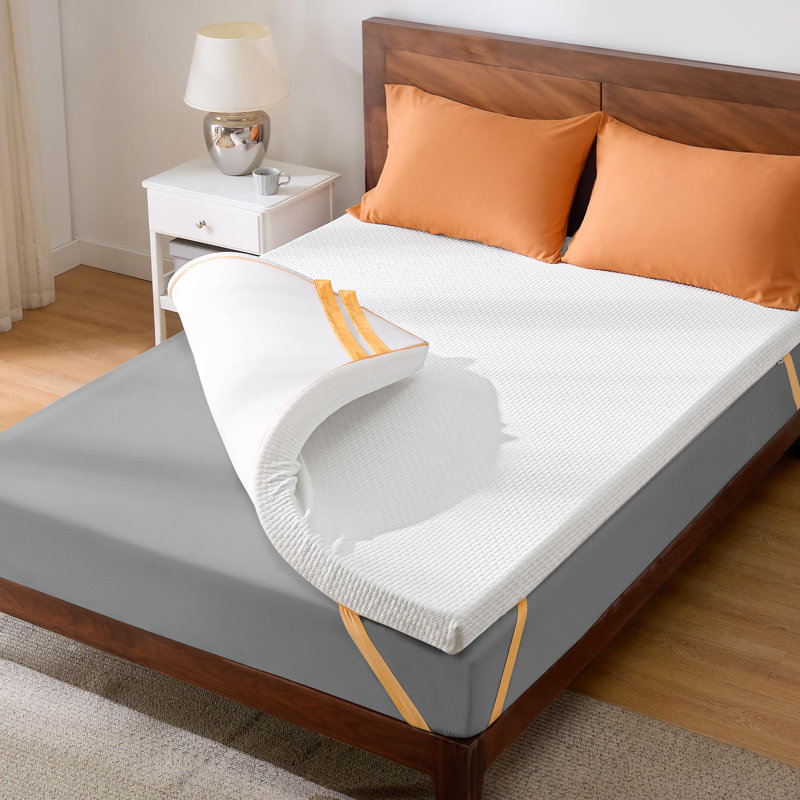 Surmatelas ferme en gel à mémoire de forme 3 pouces, Lit simple, Blanc
