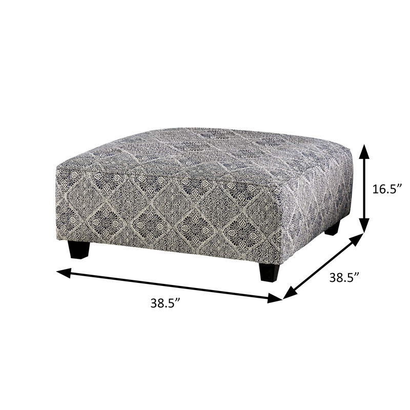 38.5" W Transitional Ottoman, Ivory/Navy