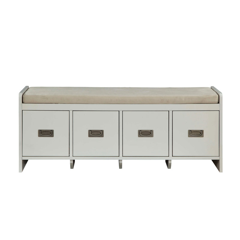 Banc en tissu beige avec rangement Berci