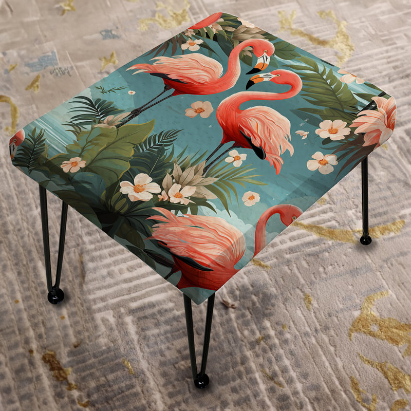 Flamant rose Botanical Bliss, motif animal tropical - repose-pieds rectangulaire imprimé animal