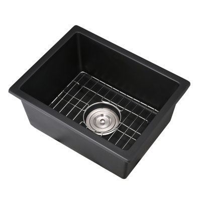 14.04"X17.66" Quartz Undermount Sink - Stain & Rust Resistance Engineered For Longevity With Basket Strainer 14.04" L X 17.66" W Bar To Banging Finish Assembly