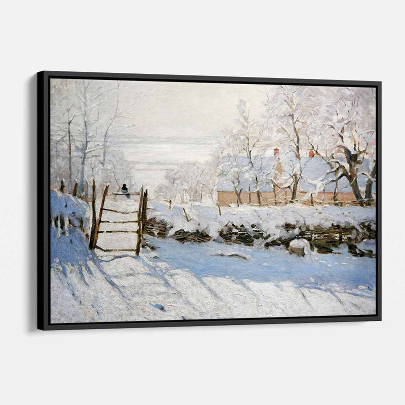 Pie blanche, art mural sur toile 6191, H 12 po x l 16 po, Cadre flottant noir