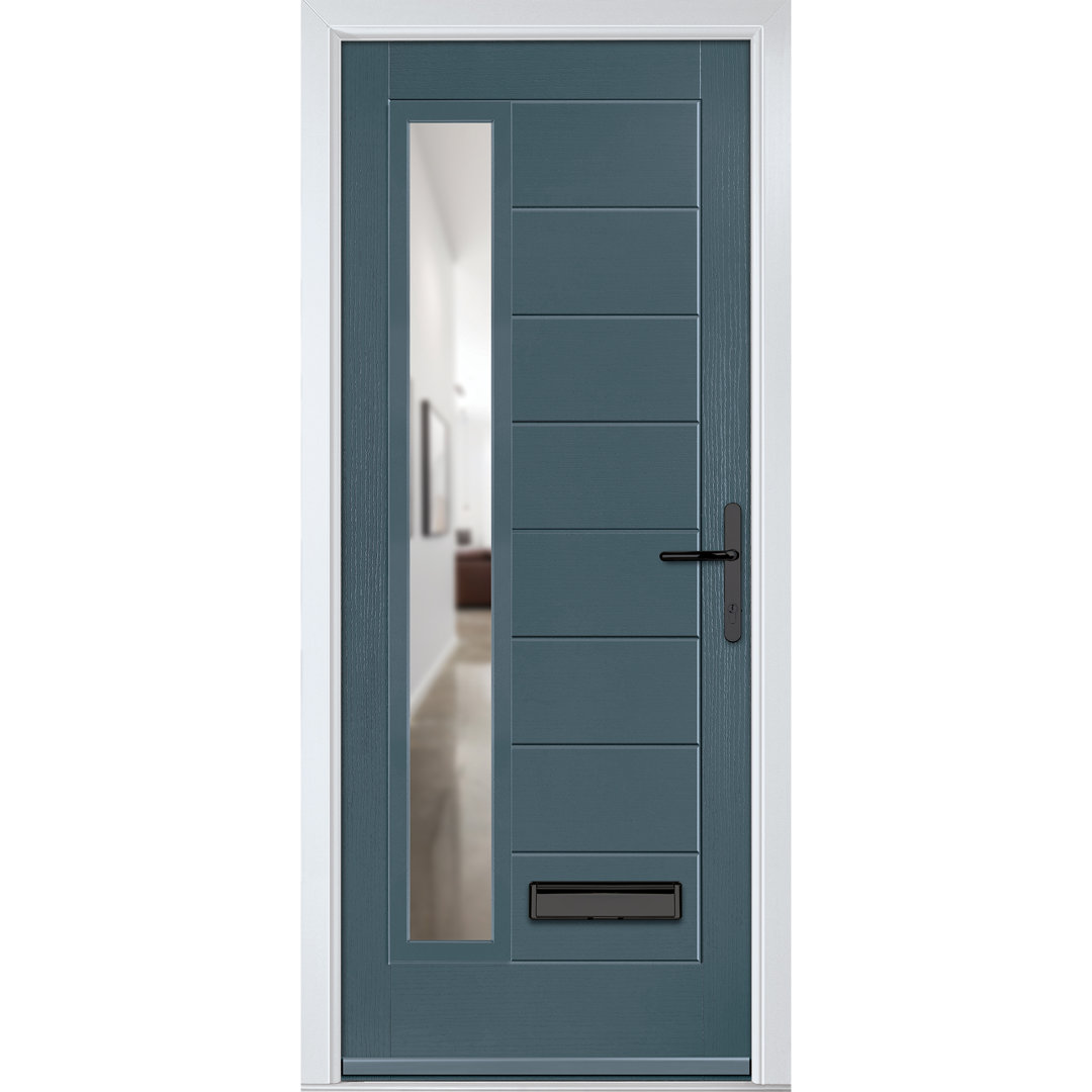 Crystal GRP Front door Monza Right Slate Grey 920mm x 2090mm Open in Right hand Clear Glass