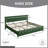 Alber Faux Leather Diamond Tufted Platform Bed with Headboard & 2 Rustic Farmhouse Nightstands Set, Barn Door End Tables with Storage Shelf-1409822705-1409822701