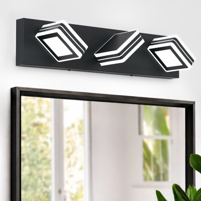 Modern Black 3-light Dimmable Led Vanity Light With 360° Rotatable Acrylic Head,for Bathroom,living Room