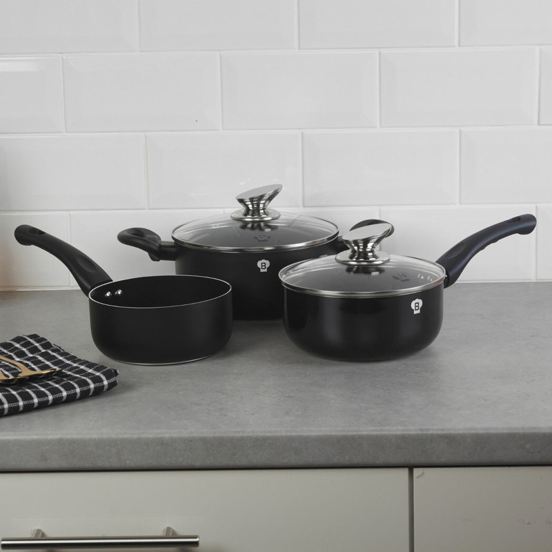 5 - Piece Almunium Cookware Set, Matte Black