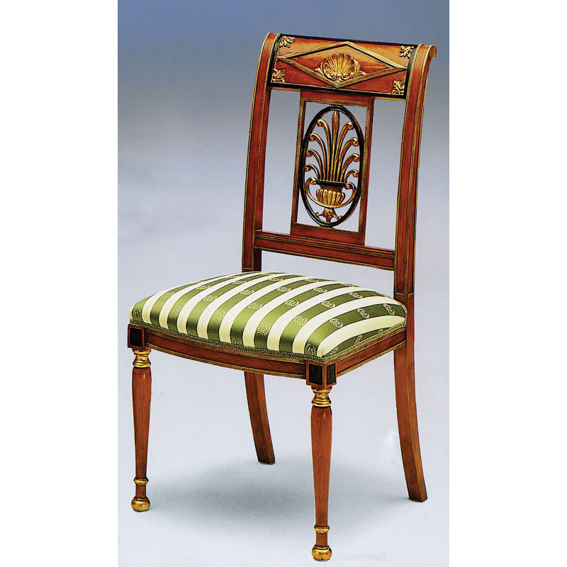 Muslin Upholstered Side Chair in Cherry/Green