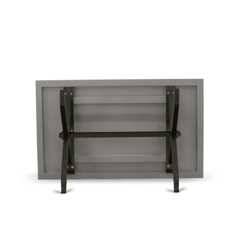 7 Piece Kitchen Table Set Consist of a Rectangle Dining Table with X-Legs and 6 Shitake Linen Fabric Parson Dining Chairs, Wire brushed Black