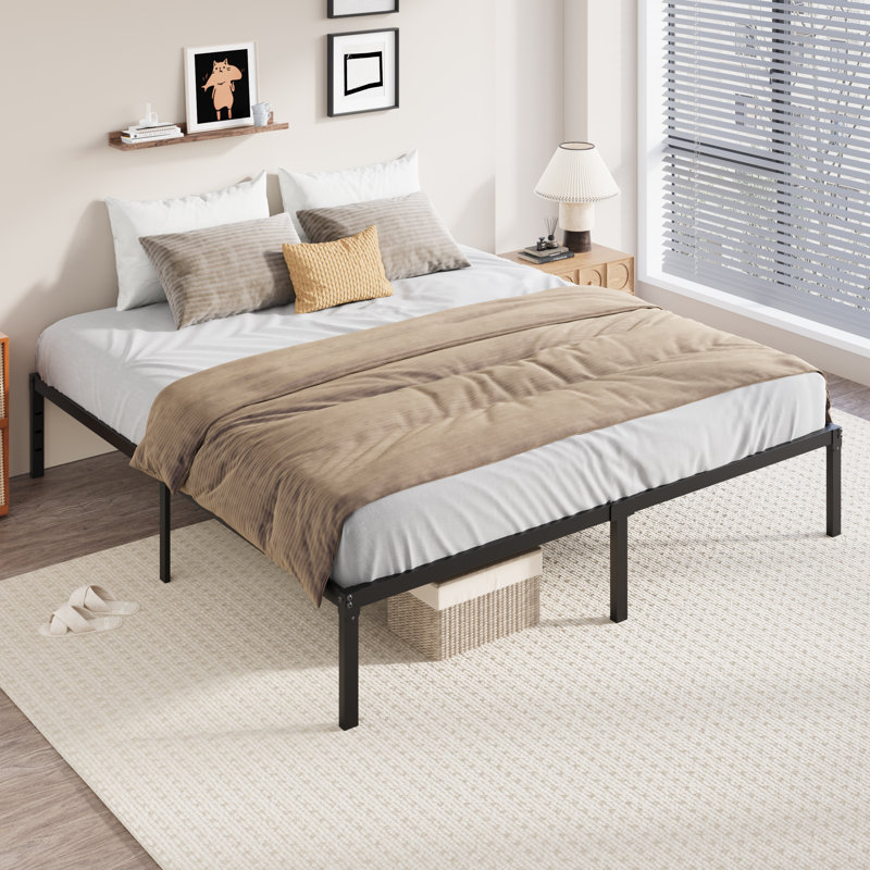 Modern Metal Bed Frame, No Box Spring Needed, King