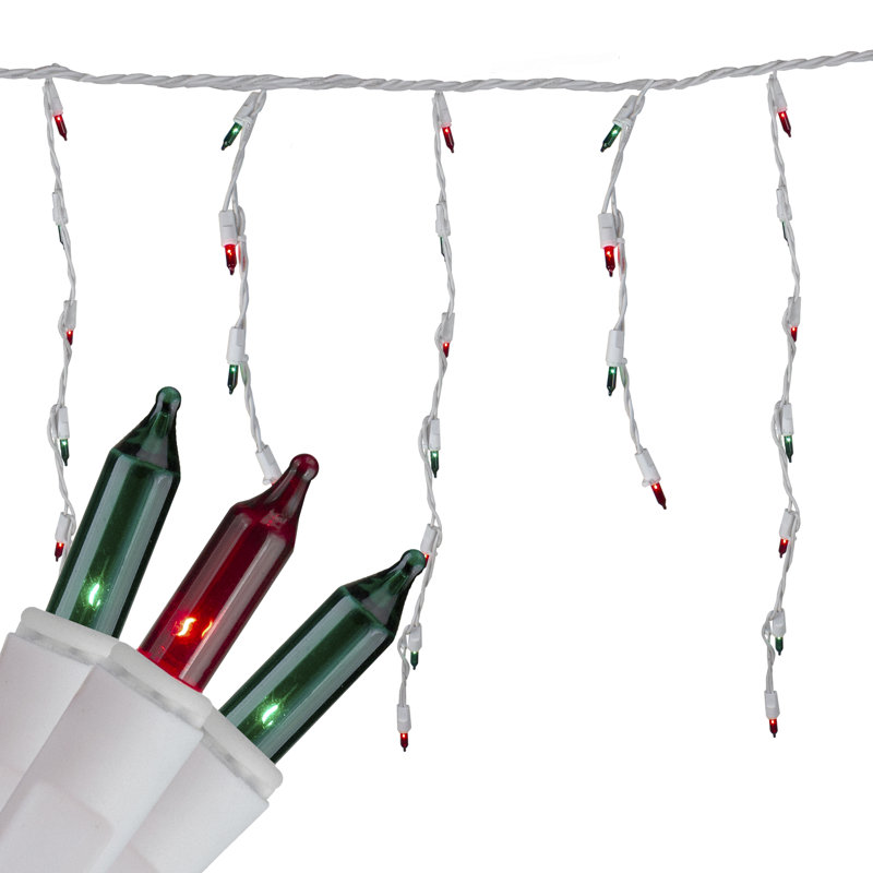 100 mini lumières de Noël glaçons rouges et vertes - fil blanc 7 pi