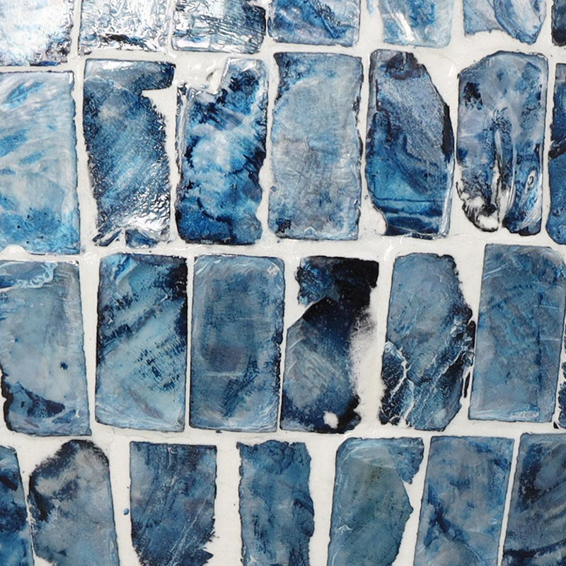 Mother of Pearl Shell Handmade Mosaic Inspired Decorative Blue Vase