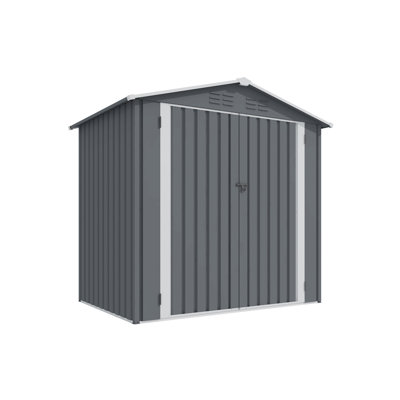 Remise de rangement extérieure en acier 6 x 4 pi avec porte à charnières et évent, gris