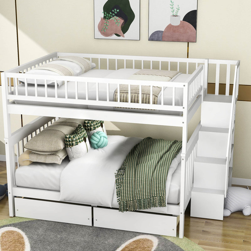 Durron Kids Full Over Full Bunk Bed with Drawers, White
