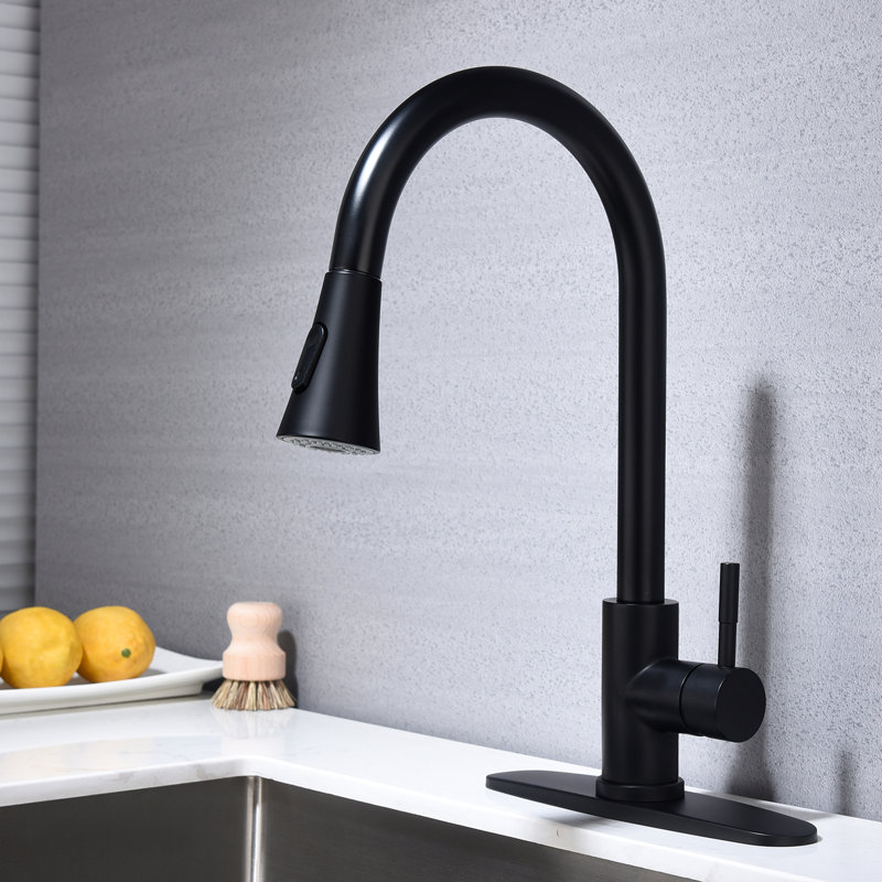 Kitchen Faucet, Pull Out , Single Lever, High Nozzle, Corrosion, Aerators, Matte Black