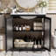  Meuble-lavabo moderne de 30 po avec lavabo en céramique, armoire avec verre trempé flou, poignées noir mat et cadre en bois d'hévéa, noir mat-1482970303