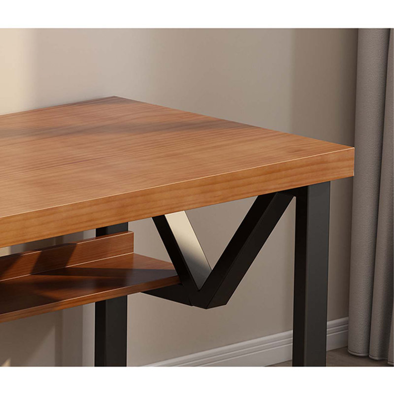 Tusarora Solid Wood Top Metal Base Computer Desk, 29.53" H x 55.12" W x 27.56" D