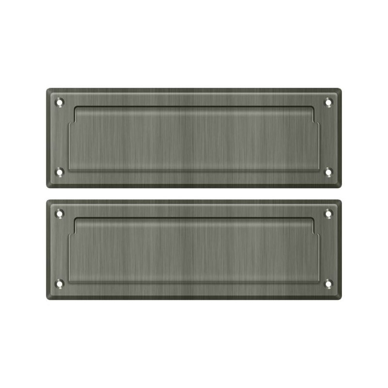 9" in x 3" Brass Mail Slot, Antique Nickel