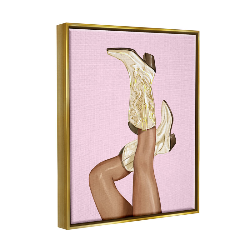 «Pink Country Cowgirl» par Ziwei Li - impression, H 31 po x l 25 po x P 1,7 po, Cadre flottant métallique doré