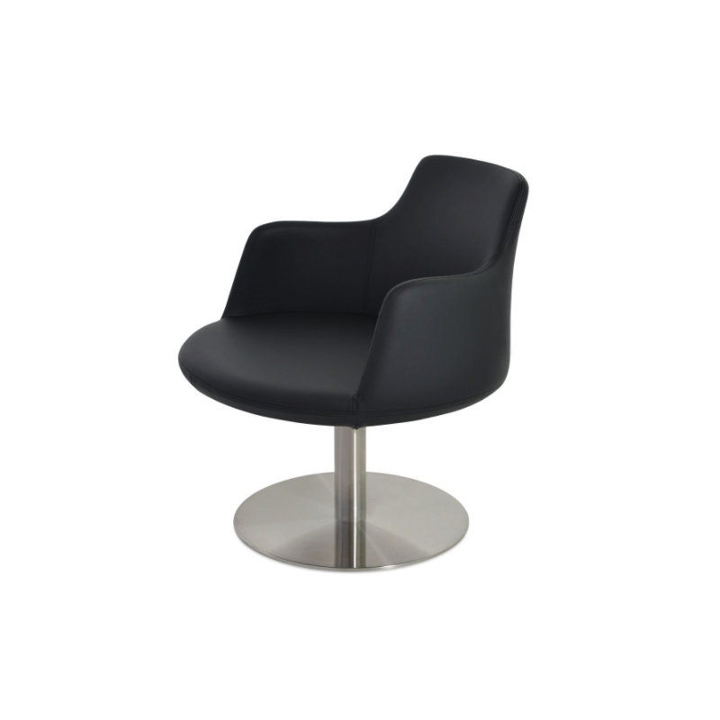 Fauteuil en laine Dervish, Acier inoxydable brossé, Gris