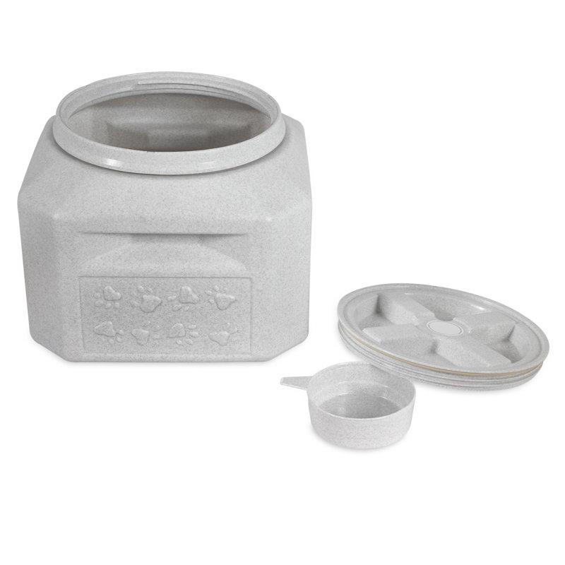 Gray Airtight Plastic Pet Food Storage Container with Twist Lid