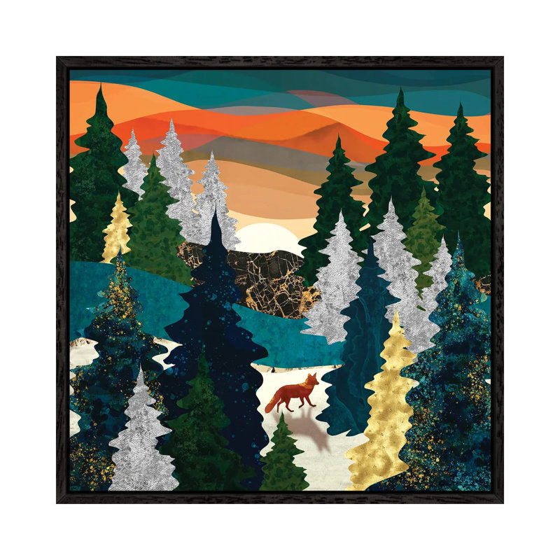 Amber Fox - Print on Canvas, 66.04 cm H x 66.04 cm W, Black Framed