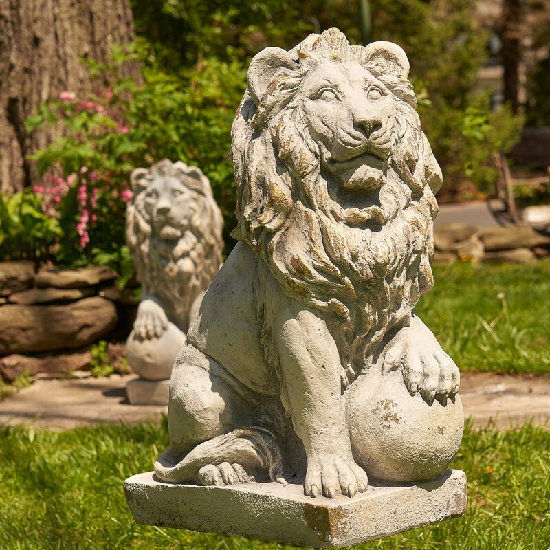 Bloomsbury Market Nenzel Lions Weather Resistant Garden Statue ...