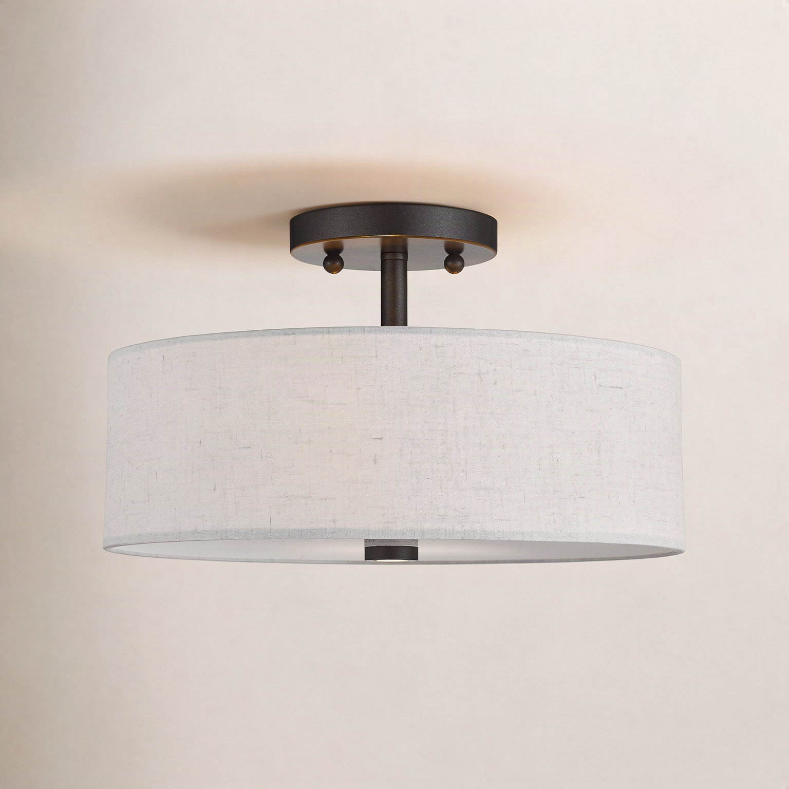 Flaire 3-Light Semi Flush Mount, English Bronze, 7.5" H x 13" W x 13" D