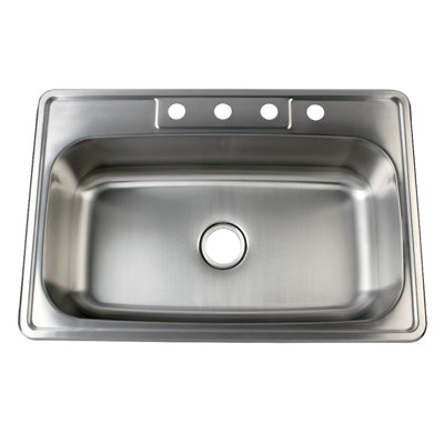Kingston Brass Studio 33-Inch Stainless Steel Self-Rimming 4-Hole Single Bowl Drop-In Kitchen Sink