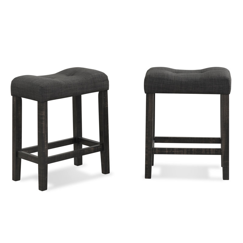Ensemble de 2 tabourets capitonnés à hauteur de comptoir, gris, Gris/noir