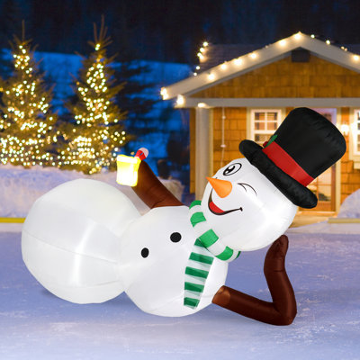 Bonhomme de neige illuminé gonflable en polyester et plastique, 1 pièce, décoration de jardin gonflable, blanc, 5 lumières DEL et ventilateur intégré