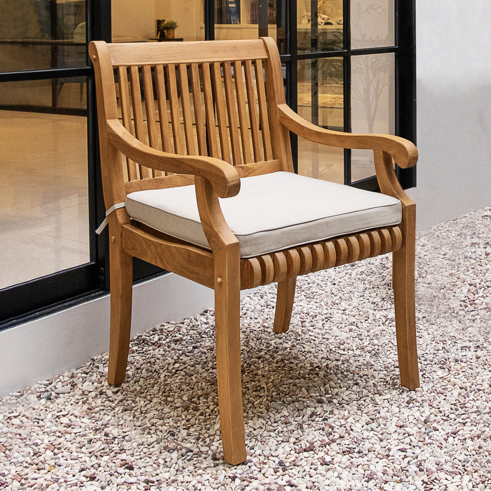 Chanson 4-Person Teak Outdoor Dining Set With Cushions