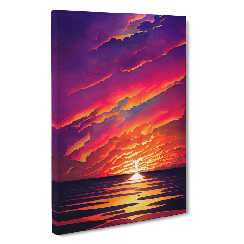 XV1022-996X Beauteous Ocean Sunset - Print, No Matte, 50cm H x 35cm W, Wrapped Canvas