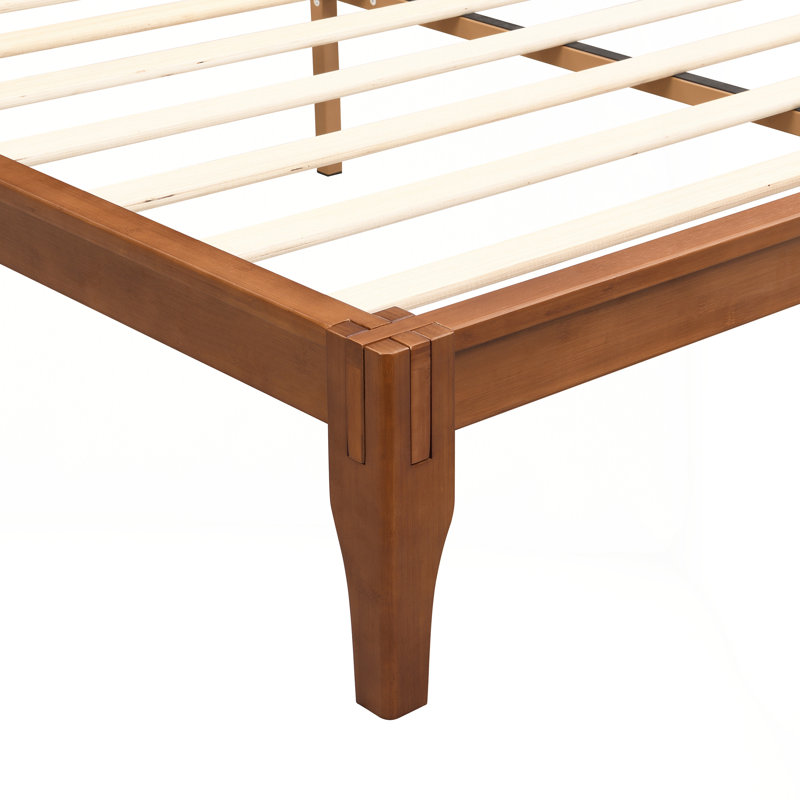 Mid-Century Modern Bamboo Platform Bed for Sustainable Comfort, Walnut, Full